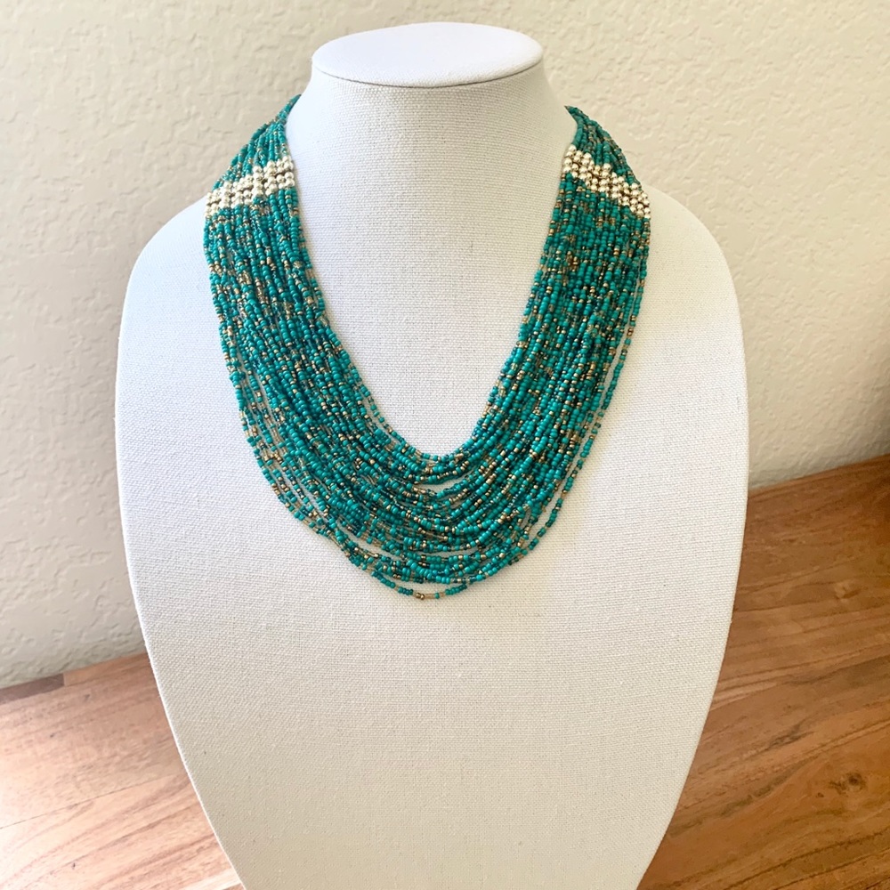 Turquoise multiple row statement necklace